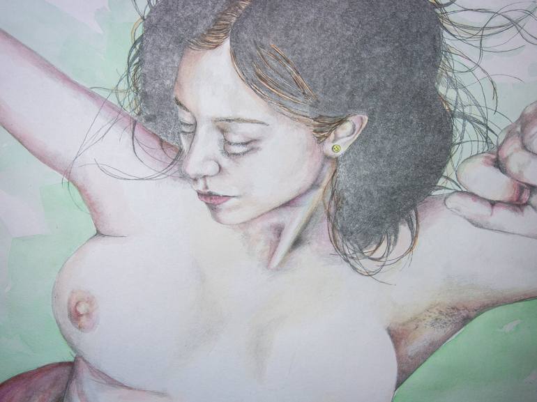 Original Realism Nude Mixed Media by Zoe Lunar