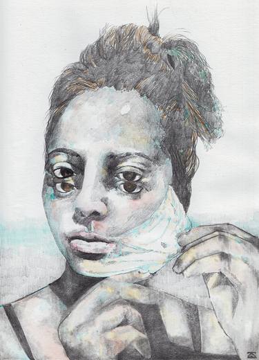 Original Realism People Mixed Media by Zoe Lunar