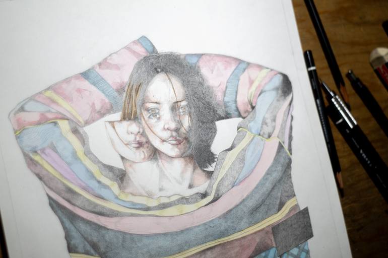 Original Realism Women Mixed Media by Zoe Lunar