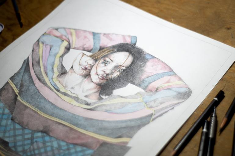 Original Realism Women Mixed Media by Zoe Lunar