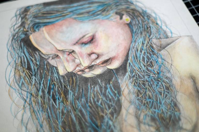 Original Realism Women Mixed Media by Zoe Lunar