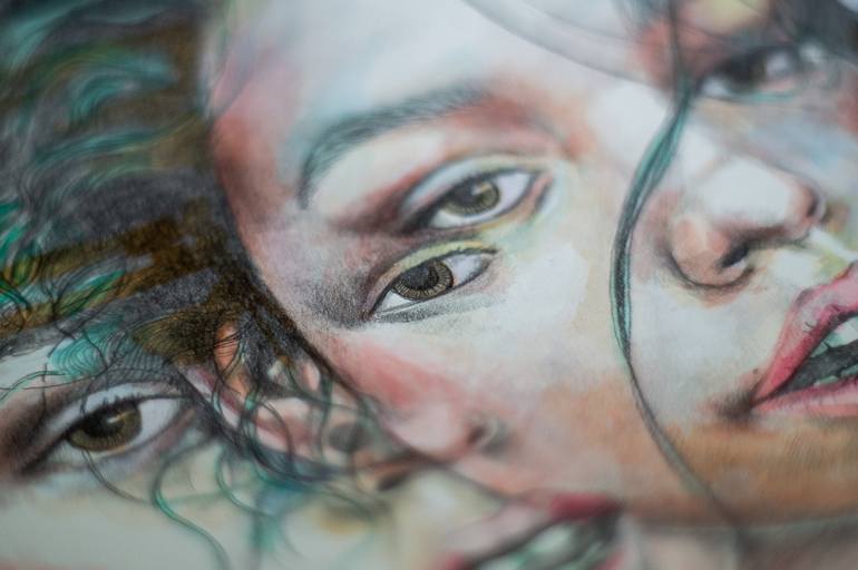 Original Realism Women Mixed Media by Zoe Lunar