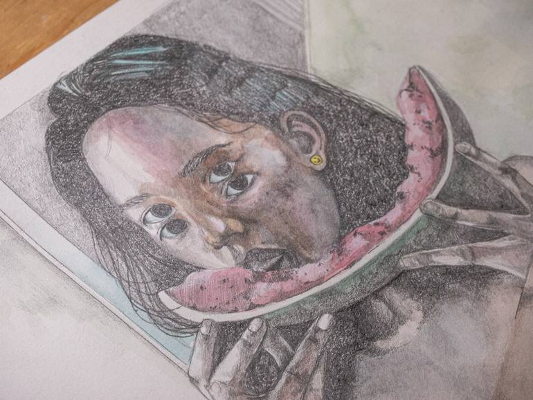 Original Realism Women Mixed Media by Zoe Lunar