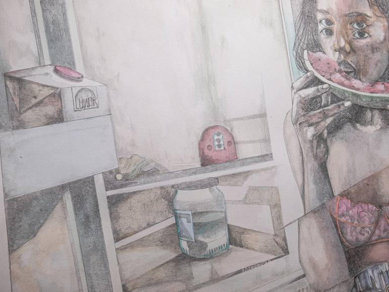 Original Realism Women Mixed Media by Zoe Lunar