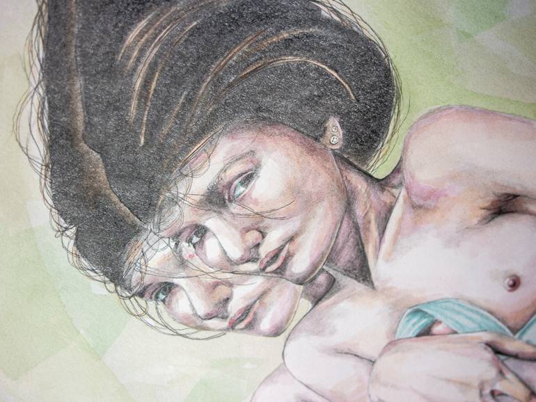 Original Realism Women Mixed Media by Zoe Lunar