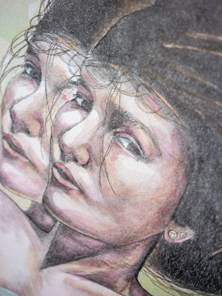 Original Realism Women Mixed Media by Zoe Lunar