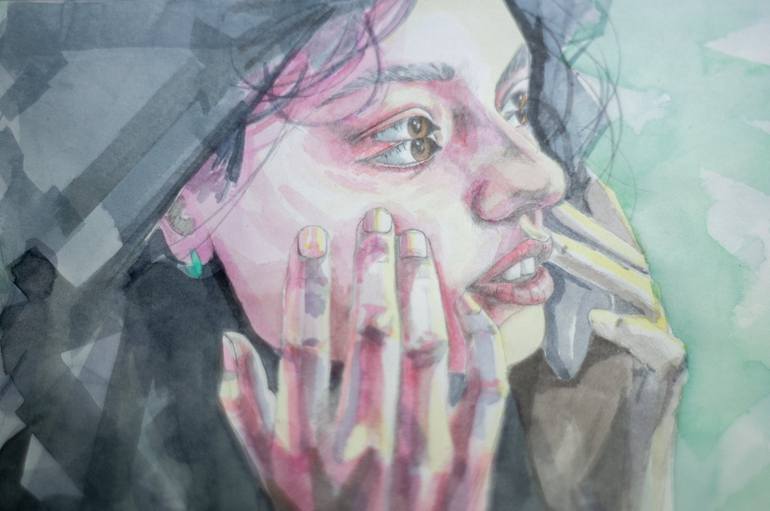 Original Illustration Portrait Painting by Zoe Lunar