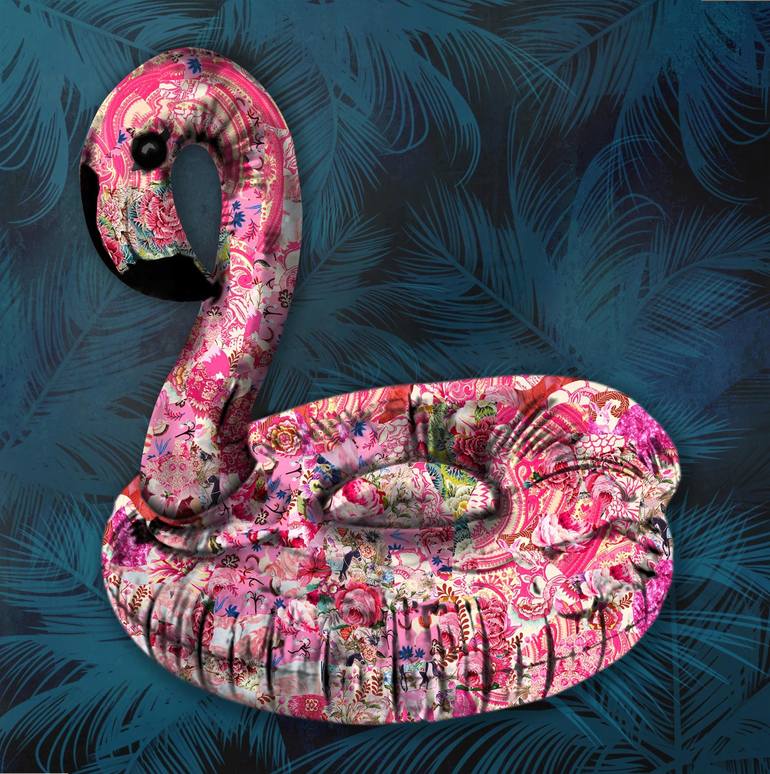 The (tacky) history of the (plastic) Pink Flamingo - Limited Edition 1 of  25 Mixed Media by Kristel Bechara