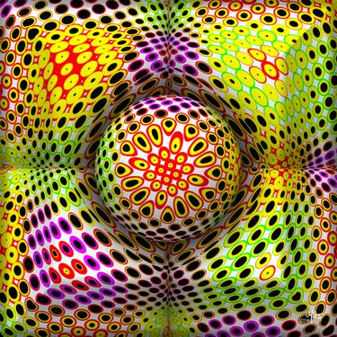 Miko-Digipainting "0058 Ball in four cubes 2014" thumb