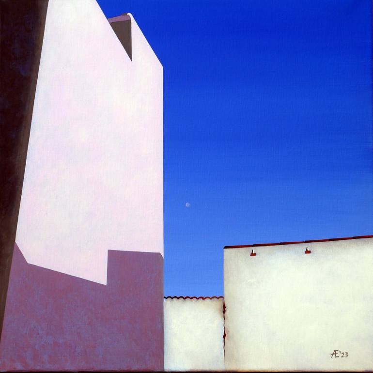 Original Architecture Painting by Afsoon Elmy | Conceptual Art on Canvas | Slice of Spanish Sky