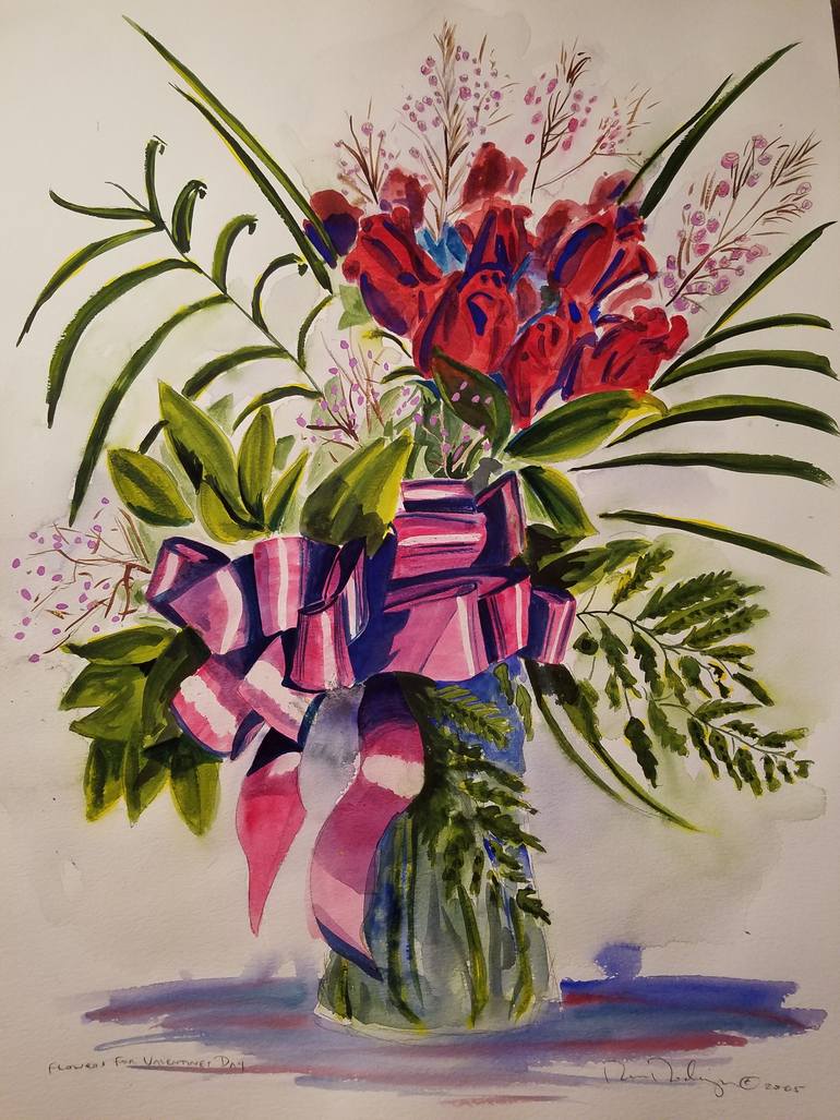 Roses in Vase Painting by Rene Rodriguez | Saatchi Art