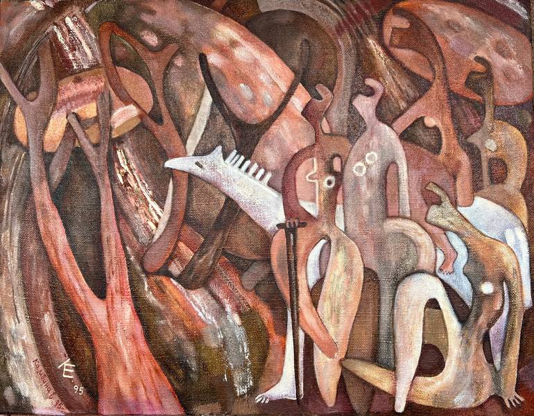 Original Abstract Women Painting by Elena Kambina