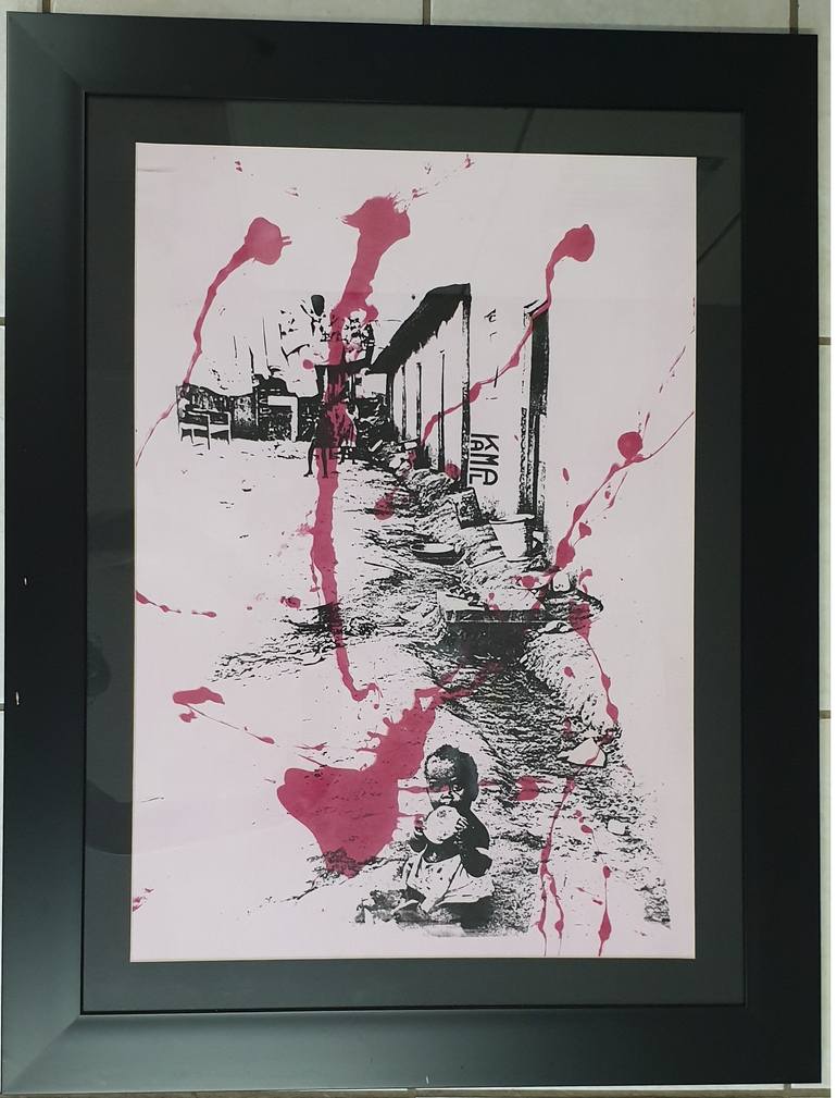 Original Children Printmaking by Kamal Parmesar Timmal | Contemporary Art on Fabric | Cry the little Children