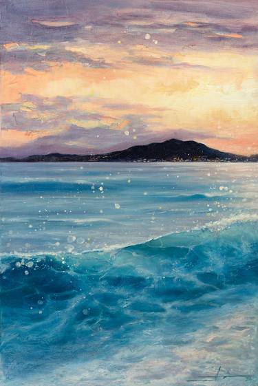 Original Impressionism Beach Painting by Alena Root