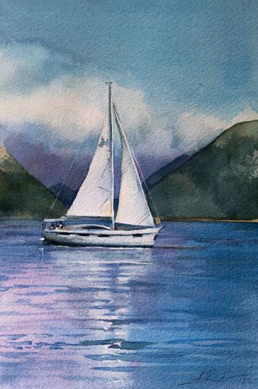 Original Photorealism Yacht Paintings by Alena Root