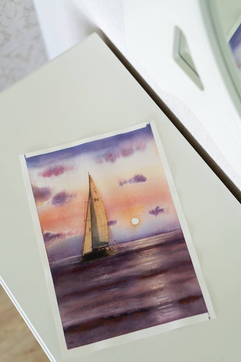Original Yacht Painting by Alena Root