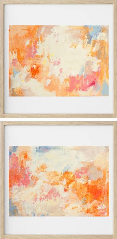 Two abstract orange paintings thumb