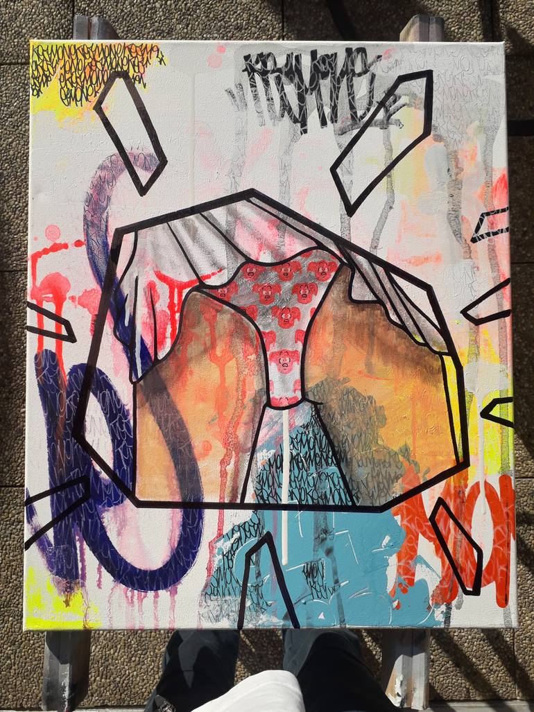 Original Figurative Graffiti Painting by Mickael Bereriche