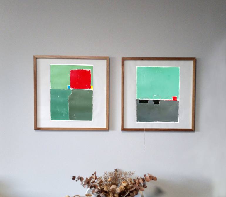 Original Abstract Geometric Painting by Luis Medina