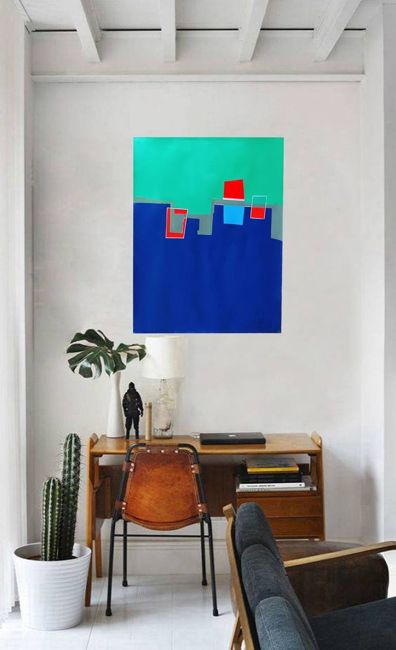 Original Abstract Geometric Painting by Luis Medina