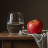 Apple with a glass by Albert Kechyan