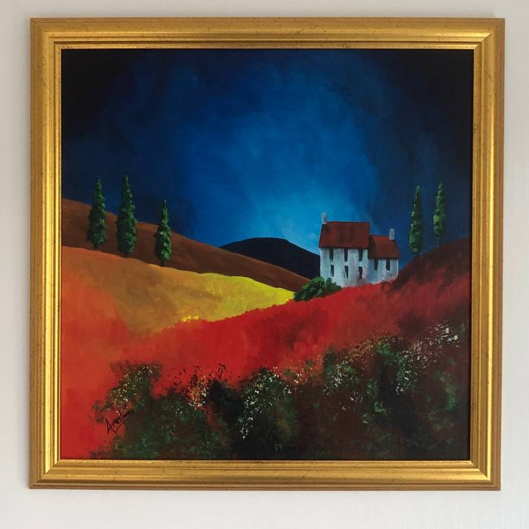 Original Folk Landscape Painting by Dave Aye