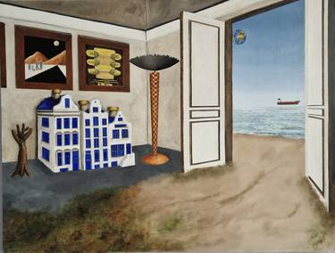 Original Surrealism Beach Paintings by Robert van den Herik