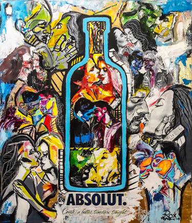 Original Abstract Expressionism People Mixed Media by Rox Popescu