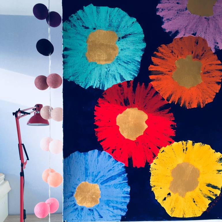 Original Abstract Floral Painting by Izabella Dziekiewicz