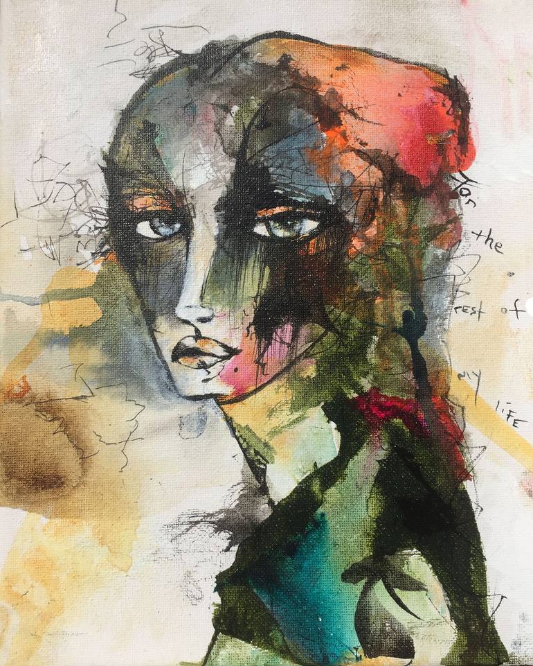 Original Abstract Portrait Painting by Shelly Franz