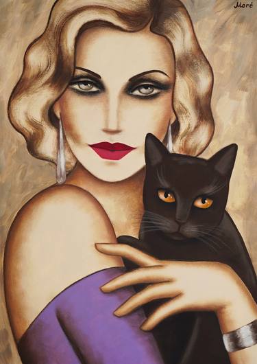 "The Touch of the Night - Woman with Cat" thumb
