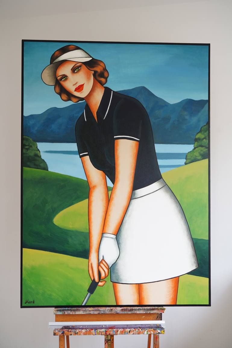Original Art Deco Sports Painting by Ekaterina More