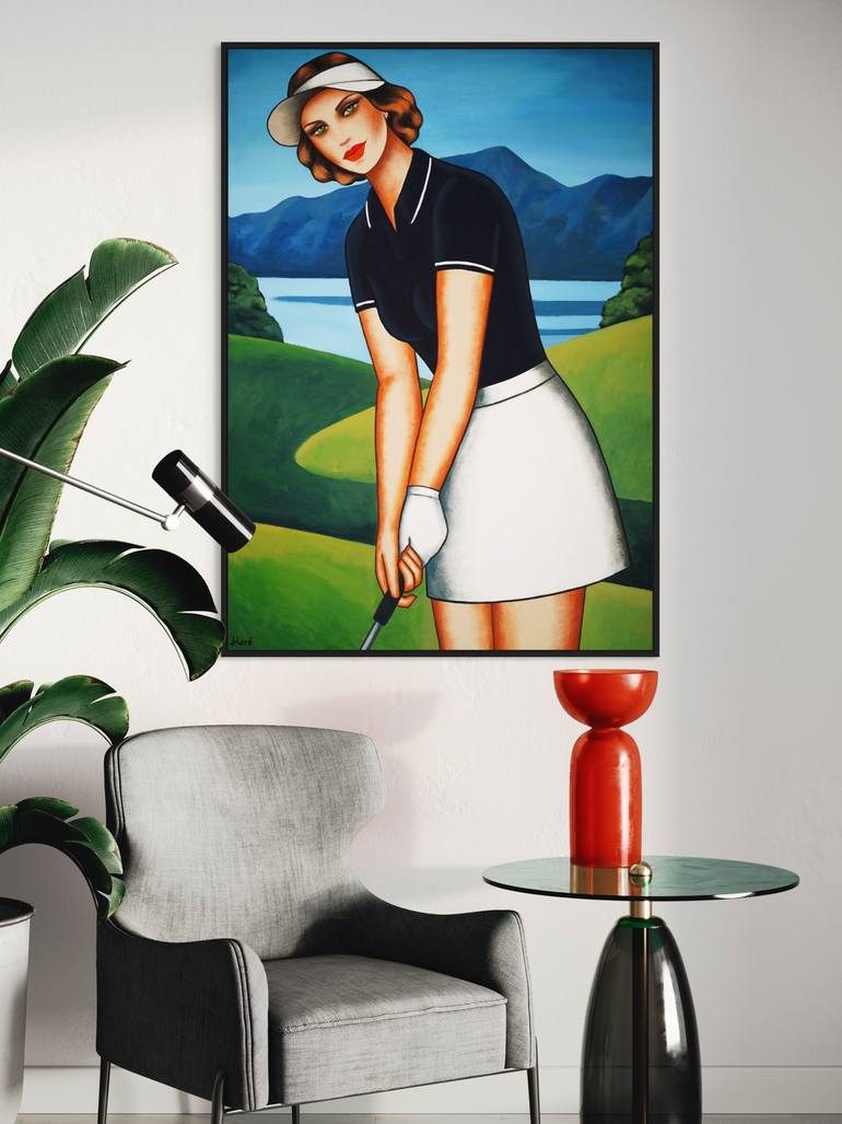 Original Art Deco Sports Painting by Ekaterina More