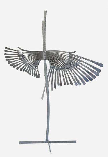 Forged Contemporary Sculpture "Heron" #2 thumb