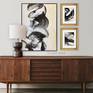 A gallery wall with my modern abstract art with modern and traditional gold frames