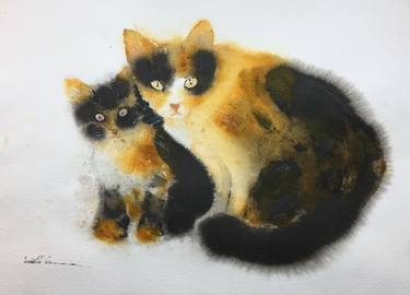 Original Figurative Cats Paintings by Isabella Kramer