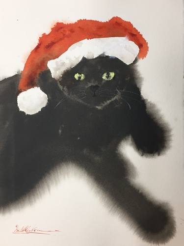 Saatchi Art Artist Isabella Kramer; Paintings, “The Christmas Cat” #art