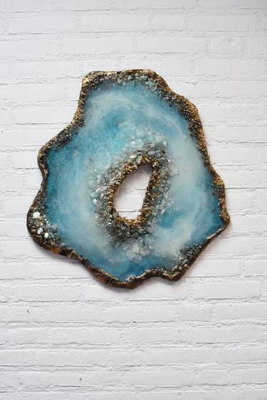 Atlantis, blue ocean geode, with real crystals and gemstones thumb