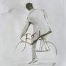 A man riding a bicycle watercolor art