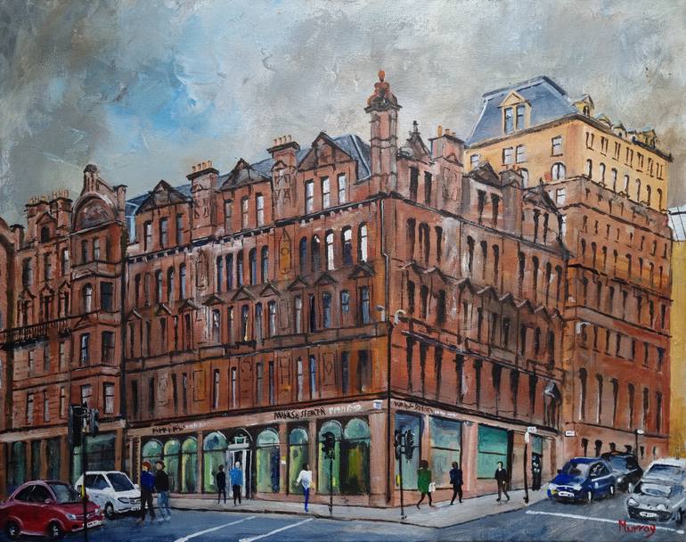 Original Architecture Painting by Stephen Murray | Realism Art on Canvas | Glasgow City Centre 1