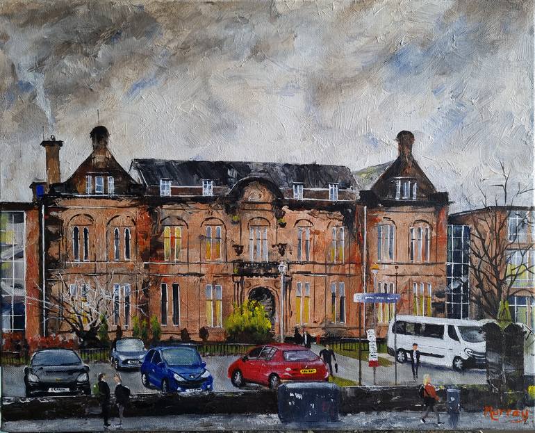 Original Architecture Painting by Stephen Murray | Realism Art on Canvas | Paisley Grammar School