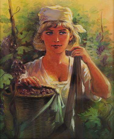 "Blonda women and dark grapes" serie Saga of Wine Realistic Woman portrait thumb