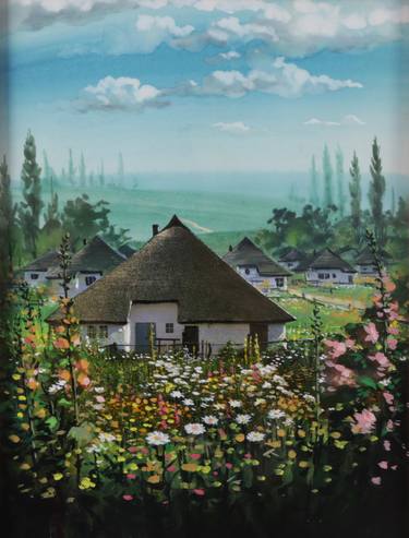 "Farm House Blossom" serie Saga of wine Realistic Green Landscape Blue Sky thumb