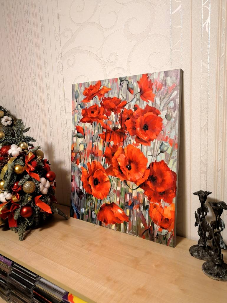 Original Expressionism Floral Painting by Russian Artist Liliya Volskaya