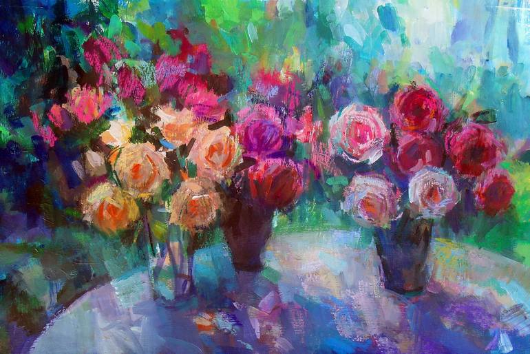 Still Life with Roses Painting by Aleksandar Stankovic | Saatchi Art
