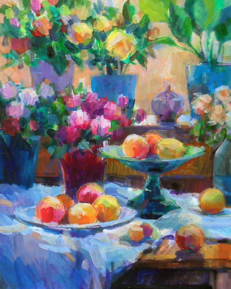 Still Life in Front of the Window Painting by Aleksandar Stankovic ...