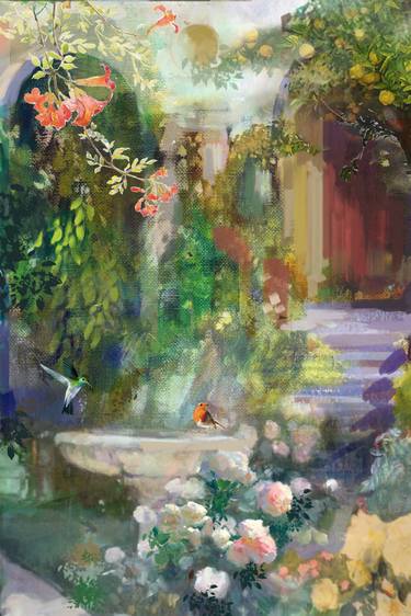 Print of Impressionism Garden Paintings by Aleksandar Stankovic