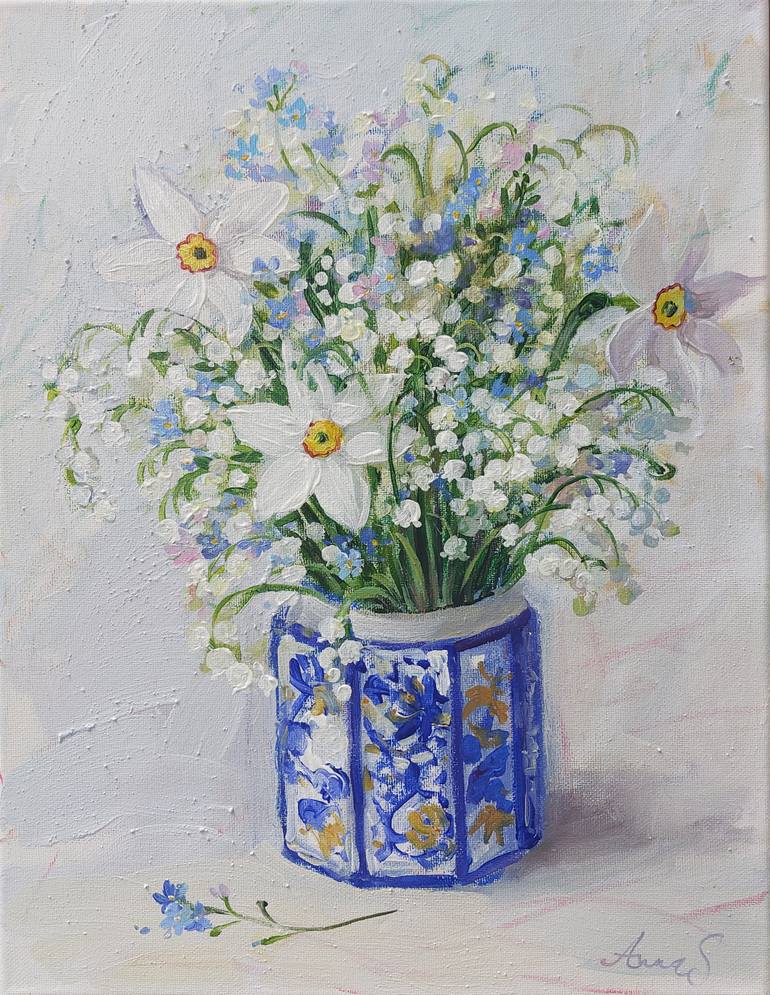Original Impressionism Floral Painting by Anna Silabrama