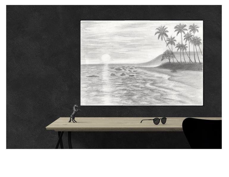 Original Art Deco Beach Drawing by Rifi Chandra