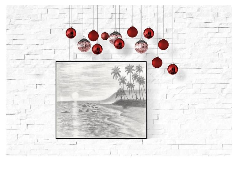 Original Art Deco Beach Drawing by Rifi Chandra